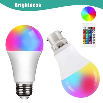 2X E27 B22LED Light RGB 10W Bulb 16 Colour Changing Remote Control Bayonet Lamp - Image 1 of 4