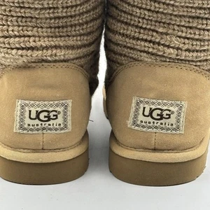 Women's UGG Australia Classic Knit Tall/Short Tan/Brown Sweater Boot Size 9 - Picture 1 of 10