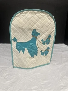 Vintage DORA MAY Quilted Mixer Cover Teal Poodles Vinyl 1960’s Retro - Picture 1 of 7