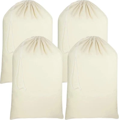 4 bolsas de lavandería de lona extra grandes de algodón natural de alta resistencia para saco de Papá Noel Foto 1 de 4