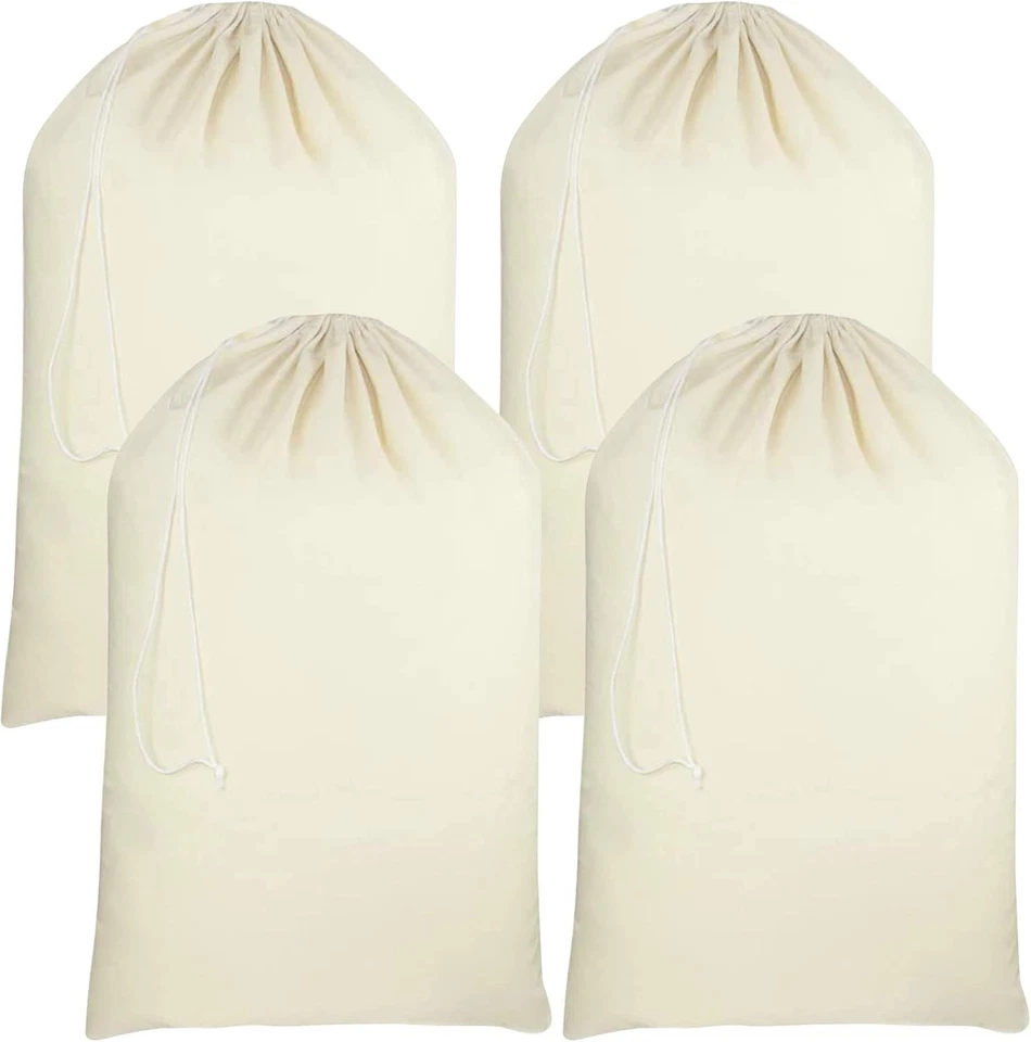 4 bolsas de lavandería de lona extra grandes de algodón natural de alta resistencia para saco de Papá Noel Foto 1 de 4