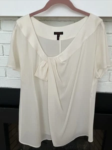 Escada Size 44 White Blouse Top Tunic Half Bow Detail Beautiful Sophisticated - Picture 1 of 11