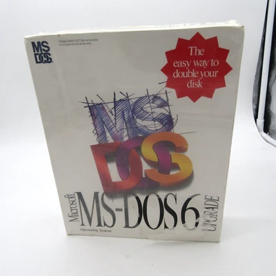 SEALED Microsoft MS DOS 6 Upgrade 5.25" Floppy with Creases and a Rip in Wrap - Image 1 of 4