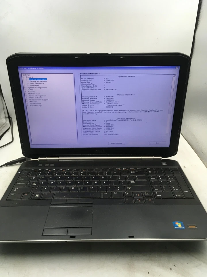 DELL LATITUDE E5520 - BOOTS TO BIOS - INTEL I5 2520M - 2GB RAM - 15" - READ - BB - Image 1 of 4