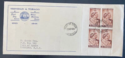 1948 Port Of Spain Trinidad & Tobago First Day Cover Silver Wedding Issue - Image 1 of 2