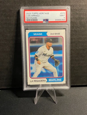 2023 Topps Heritage High Number Luis Arraez SSP Nickname Variation PSA 9 - Image 1 of 2