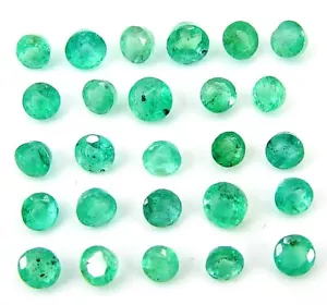5.05 Ct Natural Green Emerald Gemstone Stone Round Cut 26 Pcs Stone Lot - 22807 - Picture 1 of 2