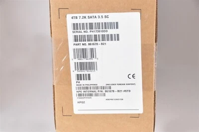 NEW HP HPE 4TB SATA 6G MDL 7.2K LFF 3.5" SC HDD 861678-B21 862127-001 HARD DRIVE - Image 1 of 4