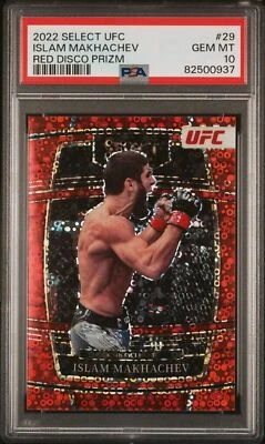 2022 PANINI SELECT UFC RED DISCO PRIZM #29 ISLAM MAKHACHEV 4/99 PSA 10 - Image 1 of 2