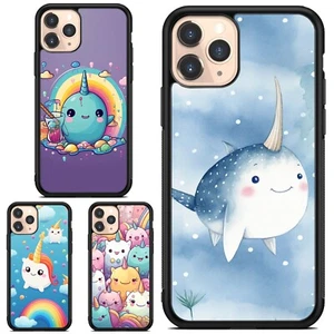 Hard Case narwhals rainbow horn adorable For iPhone 6 7 8 Plus XS XR SE - Picture 1 of 25