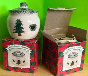 Pair of Christmas Tree Potpourri Burner Hermitage Pottery Collectible Vintage 96 - Picture 1 of 14