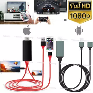 HDMI Mirroring Cable Phone to TV AV USB Adapter For Android iPhone iPad Samsung - Picture 1 of 12