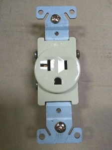 (10 piezas) Receptáculo único 20 Amp 20A 125V toma de CA 2 polos 3 cables marfil - Imagen 1 de 4