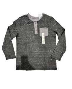 Boys' Long Sleeve Double Knit Henley T-Shirt - Cat & Jack Black XL Husky - Picture 1 of 2