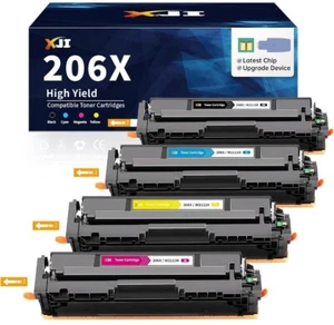 *4 PK W/Chip* 206X Toner Set For HP Color Laserjet Pro M283fdw M283cdw M255dw  - Afbeelding 1 van 3