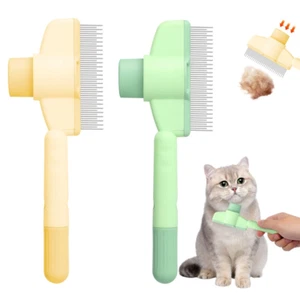 Pet Hair Removal Comb Flea Comb, New Cat Grooming Brush with Release Button AN - Picture 1 of 35