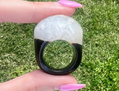 Anillo Hololito Grueso - 11/8" W - Ágata Brasileña Tallada a Mano - Precio de venta sugerido por el fabricante 65,00 USD Foto 1 de 4