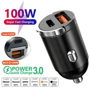 Mini PD QC Fast Charging 200W Car Charger USB C Car Phone Charger Pull Ring - Picture 1 of 5