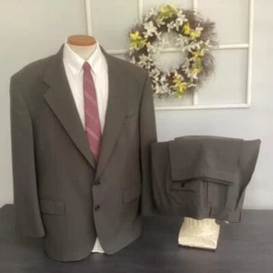 BILL BLASS 2 Btn  MEN'S ALL WOOL 2PC SUIT 46R 40X30 DRK BROWN SHARP! - Picture 1 of 8