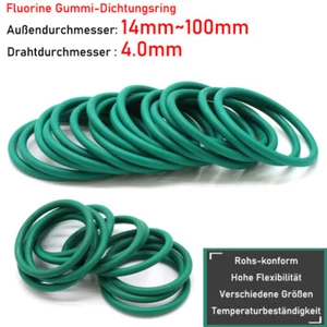 Ø4.0mm Grün Fluorine Gummi-Dichtungsring Ölbeständige FKM Siegel O-Ring 14~100mm - Picture 1 of 9