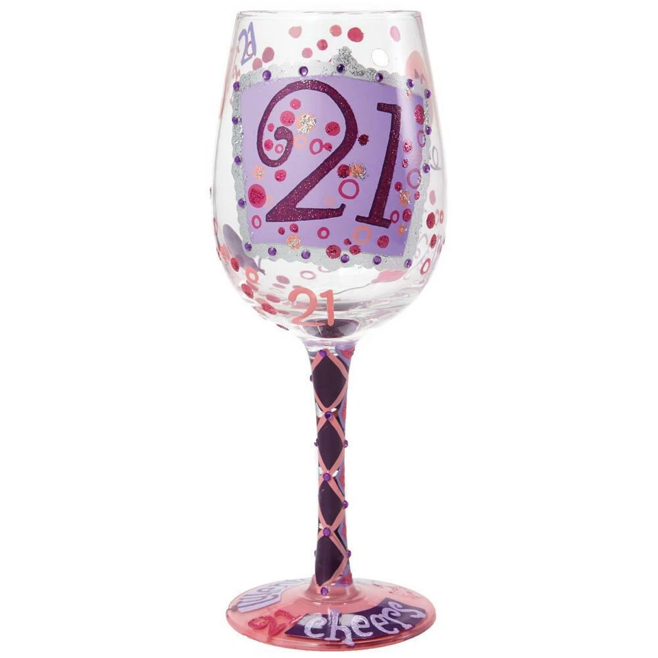 Lolita Hand Painted Wine Glass - 21st Birthday