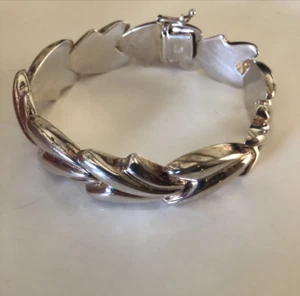Milor Sterling Silver 925 Leaf Bracelet 7 1/2" Italy Signed - Picture 1 of 7