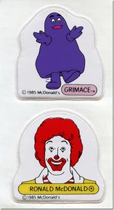 McDonalds - Ronald McDonald & Grimace (Puffy Aufkleber, 1985) 80er, RETRO, VINTAGE - Bild 1 von 4