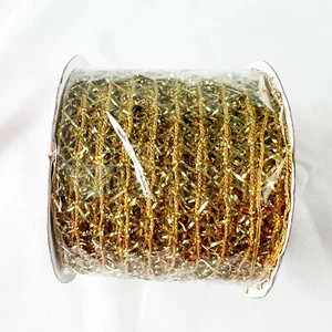 Gold Mesh Decorative Ribbon 2.5" Wide, 9 Feet, Craft, Holiday Wrapping NOS - Picture 1 of 4