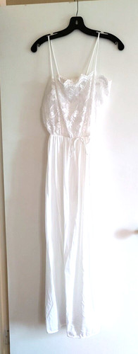 Camicia da notte vintage Undercover West bianca L nuova maxi spaghetti strap impero pizzo