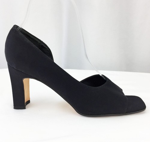 VANS Sandalo donna tacco Van Eli punta aperta pompa pelle nero tessuto opaco 3" 6 5M