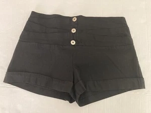 Valia Sportswear Women's Stretch Cuffed Shorts Pull on Sz XL Blk W/Button Accent - Picture 1 of 10