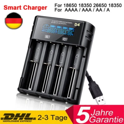 YONII 4 Slots USB LCD Akku Ladegerät für NiMH Li-ion SC/F6 AA AAA Batterie 2024 - Bild 1 von 4