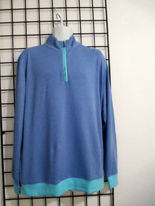BOBBY JONES 🔥 MENS LARGE==LIGHT WEIGHT / BLUE / 1/4 ZIP / PIMA COTTON SWEATER - Picture 1 of 7
