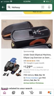 Under Desk Elliptical Machine Portable Pedal Ellipse Leg Exerciser LCD Display - Image 1 of 4