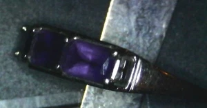 14k White Gold and Amethyst set 3 Stone Ring. - Picture 1 of 11