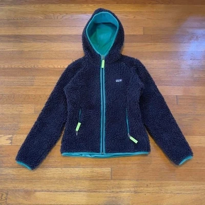 00s Patagonia Deep Pile Vellón Difuso Morado Oscuro Cremallera Con Capucha Slim Fit Chaqueta S Foto 1 de 4