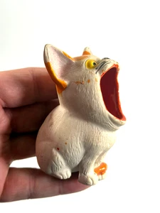 vtg Porcelain Bisque Cat Head OPEN MOUTH Japan Ashtray Toothpicks - Picture 1 of 15