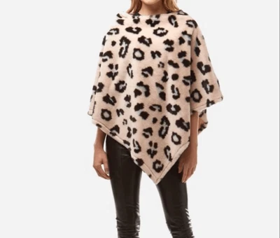 Poncho con capa de piel de guepardo rosa para mujer talla única Foto 1 de 4