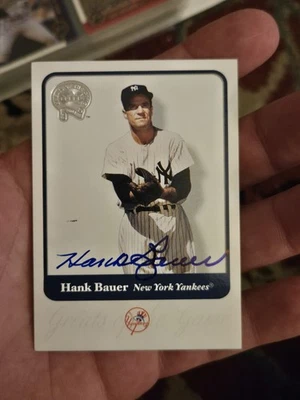 2001 Fleer Greats of Game Hank Bauer #113 Signed Card Yankees 8 Time WS CHAMP AS - Image 1 of 2