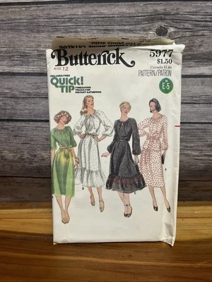 Vintage Butterick Pattern 5977 Top Flounced Skirt Boho Hippie Era Size 12 Uncut - Image 1 of 3