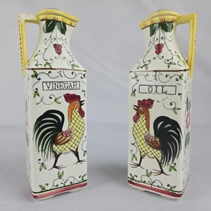 Juego pintado a mano de vinagre y óleo de Ucago de gallo provincial temprano y rosas años 50 - Imagen 1 de 8