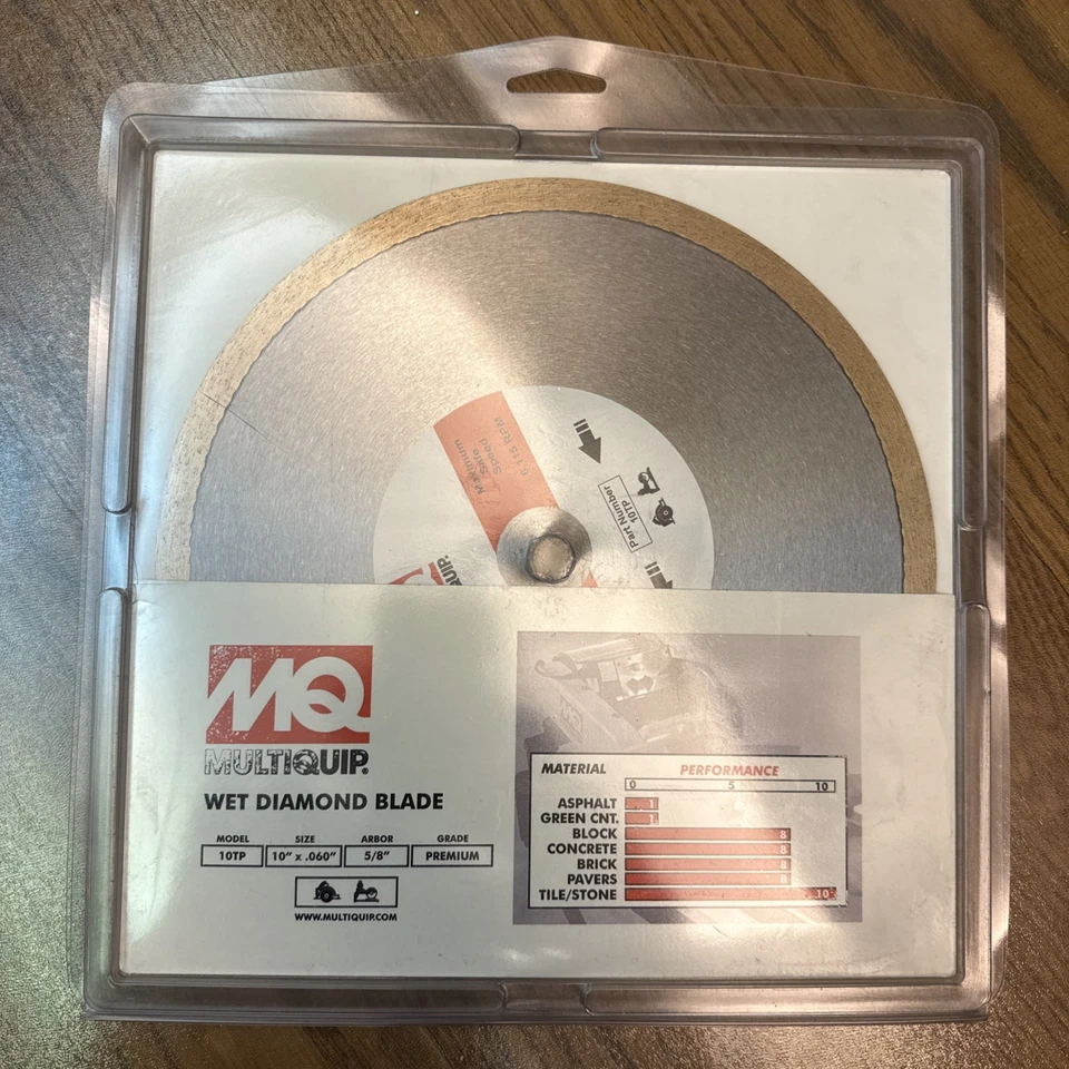 Hoja de diamante húmedo Multiquip 10TP | 10" X 0,060" | 5/8" | Premium | AZULEJO 10/10 Foto 1 de 4