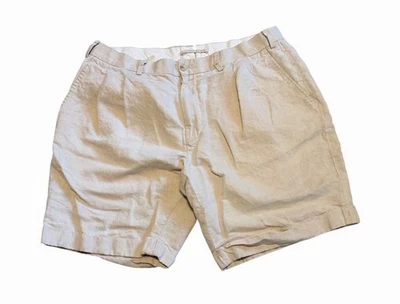 "Pantalones Cortos Suitsupply Bosa Plisados con Puños Talla 34 EE. UU. Mezcla de Lino Marfil 7.5"" Preppy" Foto 1 de 4