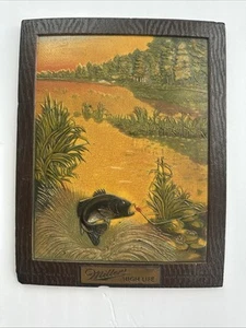 Vintage Miller High Life Bier Komposition Barsch Angeln Barsch Schild Werbung - Bild 1 von 24