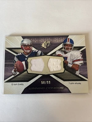 Game Worn Patches - 2008 SPx Winning Combos Tom Brady, John Elway #WC86  /99 - Image 1 of 2