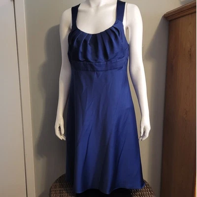 CALVIN KLEIN Blue Satin Party Dress Sz 14W Plus Sheath Cocktail Wedding Guest - Image 1 of 4