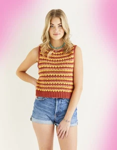 10526 Ladies Crochet Double Knit Glamping Vest Crochet Pattern hard copy - Picture 1 of 1