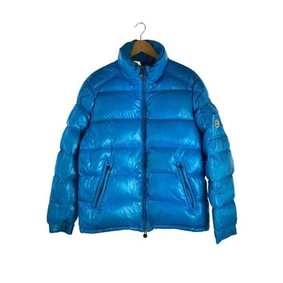 Moncler Down Jacket Nylon Blue Size 4 Classic Authentic - Image 1 of 4