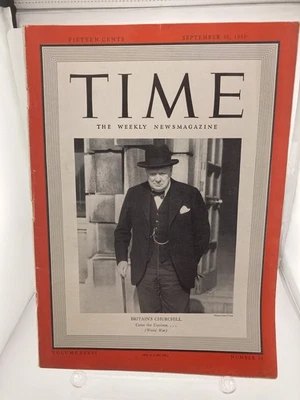 1940 Time Magazine Vintage Winston Churchill WW2 Great Britain Sept 30 - Image 1 of 4