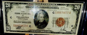 1929 20 Twenty Dollar Federal Reserve Bank Note / Bill PHILADELPHIA  “C” - Picture 1 of 4